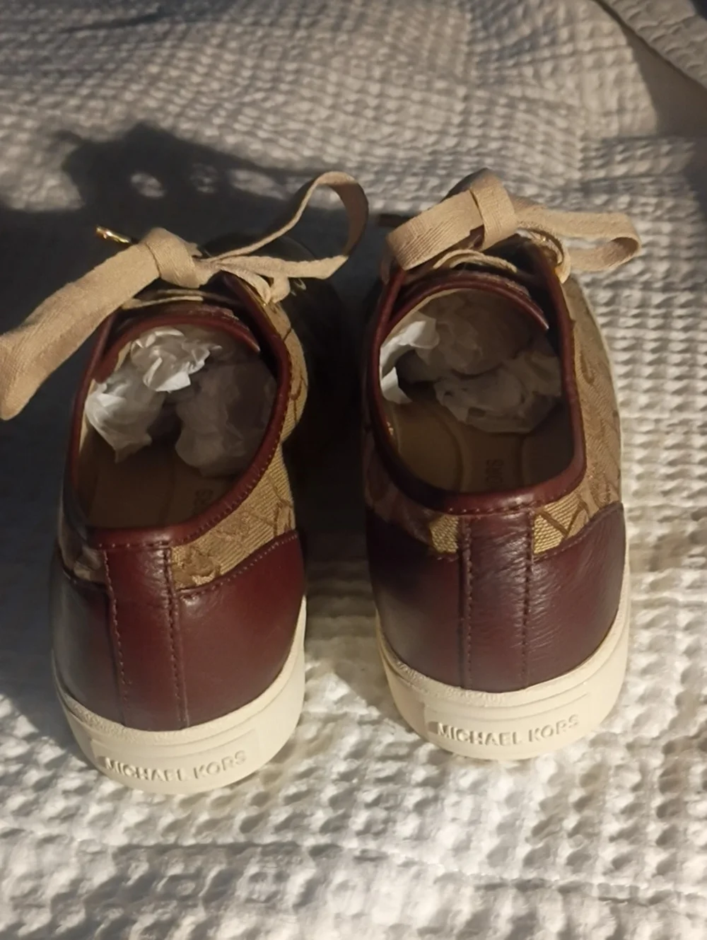Michael Kors Casual Women's Lace-Up Sneakers in Beige and Brown